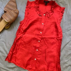 Silk Red Button-Up